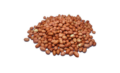 Red peanuts isolated on white background