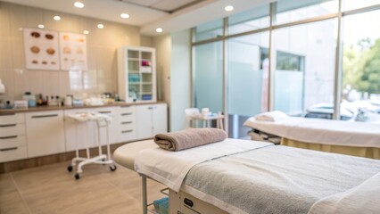Modern Spa Interior with Treatment Beds and Relaxing Atmosphere