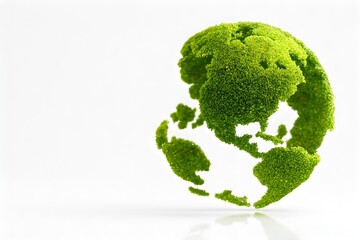 Green Moss World Map Symbolizing Eco-Friendly Planet,  Eco Friendly Earth Concept.
