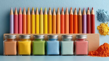 Naklejka premium Colored pencils banner