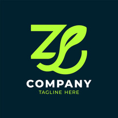 ZL letter green leaf logo design