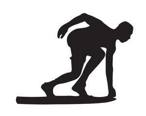 Silhouette of a Snowboarder Ready to Ride