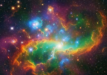 Obraz premium Vibrant Cosmic Cloud: A Stunning Display of Nebula Colors and Star Formation