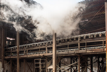 Metallurgical plant. Preparing the furnace before smelting metal