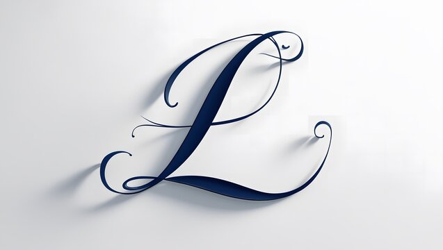 Elegant Letter L A Stylish Typographic Design with Flowing Curves and Subtle Shadows for Creative Branding