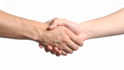 handshake isolated on white background, Handshake between two businesspeople overlaid with digital network connections symbolizing partnership