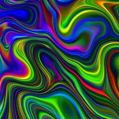 Vibrant, swirling abstract artwork with multicolored, flowing lines
