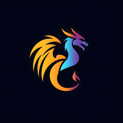 Obraz premium Vibrant Gradient Dragon Logo Symbol