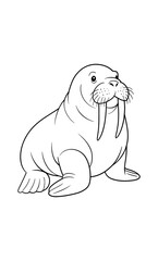 Obraz premium Adorable walrus outline in black and white
