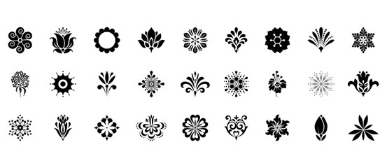 Flower icons set. Isolated elements for design. Vector graphics.