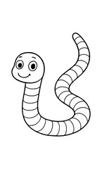 Fototapeta premium Smiling cartoon worm outline for coloring pages and educational projects