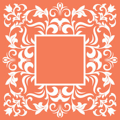 Decorative frame Elegant vector element for design in Eastern style, place for text. Floral pink and white border. Lace illustration for invitations and greeting cards