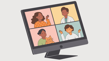 Group Video Call on a Computer Screen.