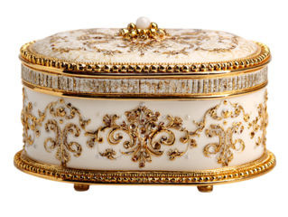 Ornate Cream and Gold Decorative Box