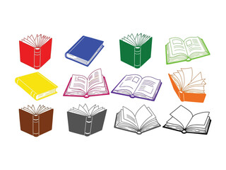 Collection of Colorful Books: A collection of colorful, diverse books, both open and closed, illustrating the power of knowledge and the allure of reading.