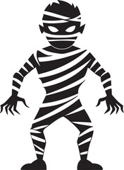  Detailed  ancient mummy silhouette in a dark and spooky style - minimalist mummy vector icon illustration