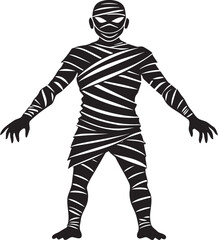  Detailed  ancient mummy silhouette in a dark and spooky style - minimalist mummy vector icon illustration