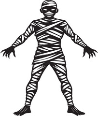  Detailed  ancient mummy silhouette in a dark and spooky style - minimalist mummy vector icon illustration