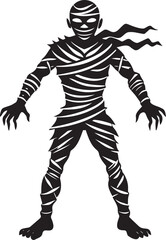  Detailed  ancient mummy silhouette in a dark and spooky style - minimalist mummy vector icon illustration