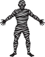  Detailed  ancient mummy silhouette in a dark and spooky style - minimalist mummy vector icon illustration