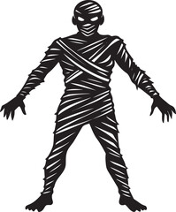  Detailed  ancient mummy silhouette in a dark and spooky style - minimalist mummy vector icon illustration