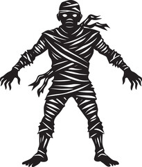  Detailed  ancient mummy silhouette in a dark and spooky style - minimalist mummy vector icon illustration