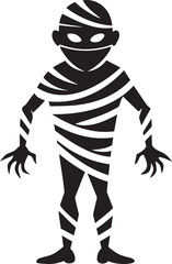  Detailed  ancient mummy silhouette in a dark and spooky style - minimalist mummy vector icon illustration
