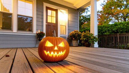 Obraz premium halloween pumpkin on a porch