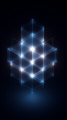 Illuminated Cube Structure: A captivating digital rendering showcases an intricate array of luminous cubes, their edges glowing with an ethereal blue light.
