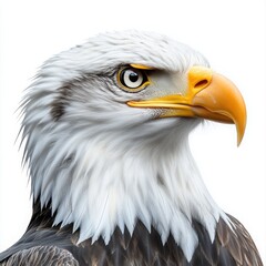 Fototapeta premium Majestic Bald Eagle Portrait with Striking Features and Sharp Gaze, Set Against Clean Background