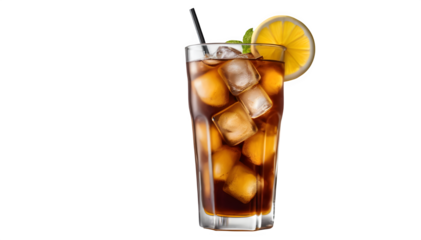Long Island iced tea cocktail, set against a white background, featuring a clipping path.