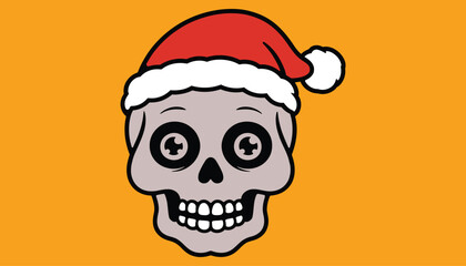Santa Skull Vector Illustration for Christmas and Holiday Design