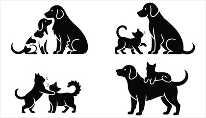 Dog and Cat Silhouette Vector Set for Pet and Animal Design