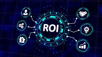 ROI – Return on Investment in Internet Business and Technology Network. Financial Growth ,ROI and Business Technology Network Concept. 