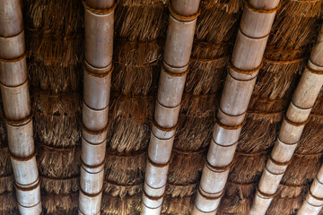 ceiling composed of bamboo and straw at the cafeteria