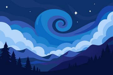 Obraz premium Night Sky Swirl Abstract Landscape Background Design