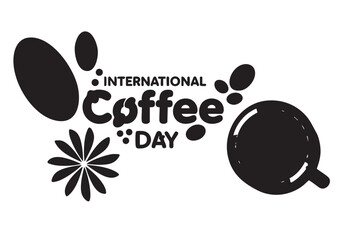 Celebrating International Coffee Day with Bold Black and White Graphic Elements and a Modern Design Aesthetic