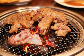 Korean barbecue. marinated beef rib bbq
