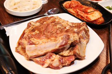 Korean barbecue. marinated beef rib bbq
