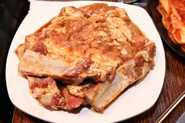 Korean barbecue. marinated beef rib bbq