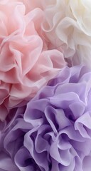 Fototapeta premium Soft, layered ruffles in pastel pinks and purples