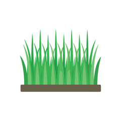 verdant grass tufts row flat vector illustration