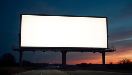 Obraz premium Commercial Display Mockup: Blank Billboard in Highway
