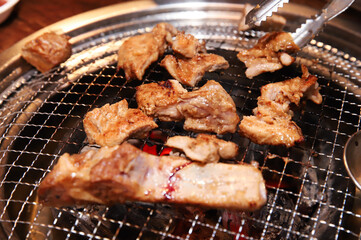 Korean barbecue. marinated beef rib bbq