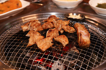 Korean barbecue. marinated beef rib bbq