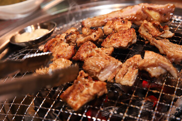 Korean barbecue. marinated beef rib bbq