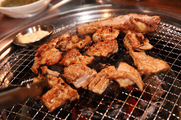 Korean barbecue. marinated beef rib bbq