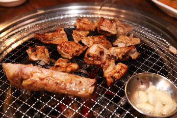 Korean barbecue. marinated beef rib bbq