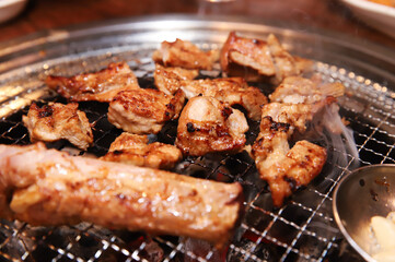 Korean barbecue. marinated beef rib bbq