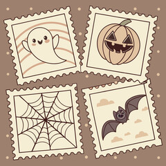 Cute Halloween icons bat wings